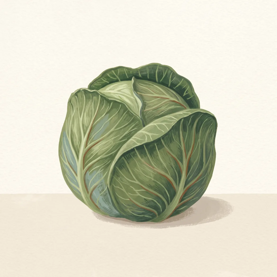 Gouache av et lite kålhode